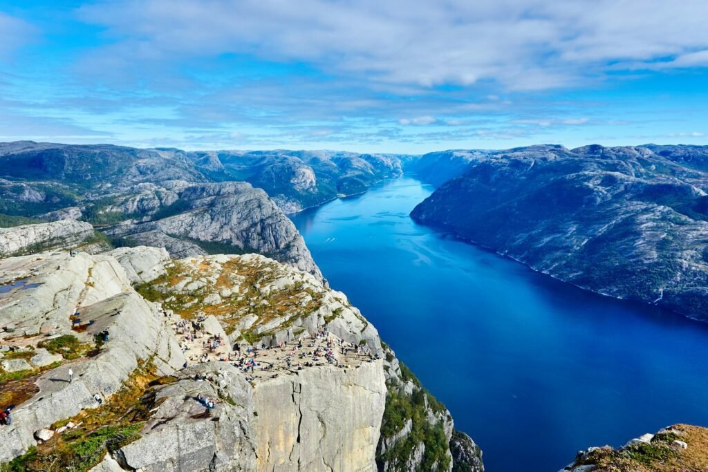 Stunning view of Preikestolen in Forsand, Norway, a highlight among cities to visit in Norway.